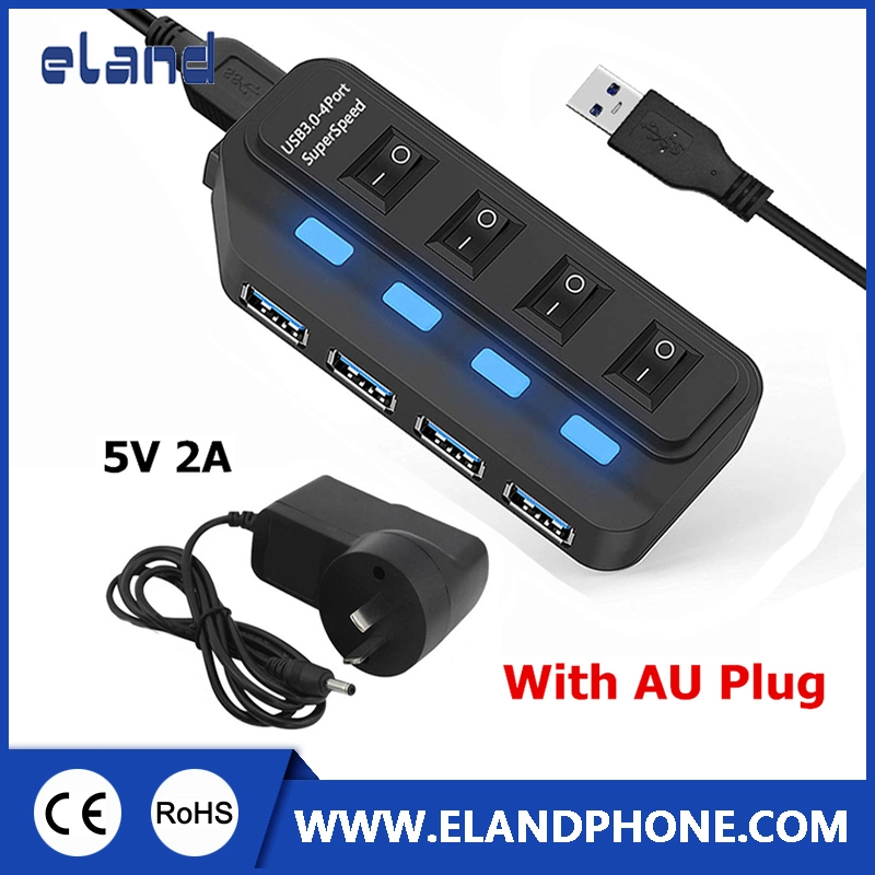 4-Port USB Hub, Superspeed USB 3.0 25W Extension Hub with Individual on/off