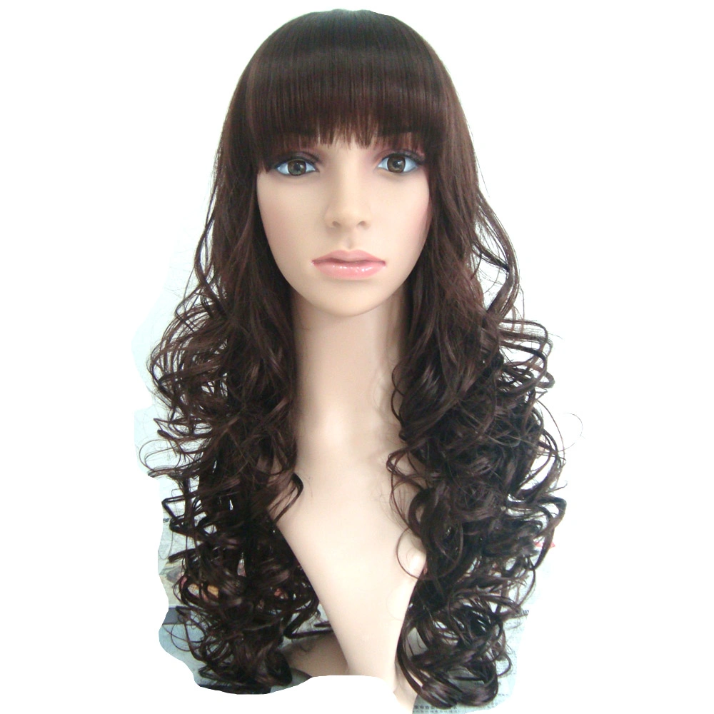 Wholesale Brown Black Long Curly Whole Head Wig Hair