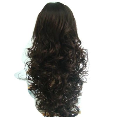 Wholesale Brown Black Long Curly Whole Head Wig Hair