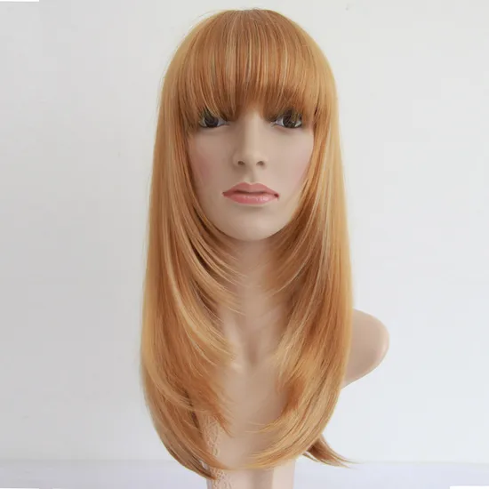 Wholesale Blond Fashion Long Straight Whole Head Wig Hair 