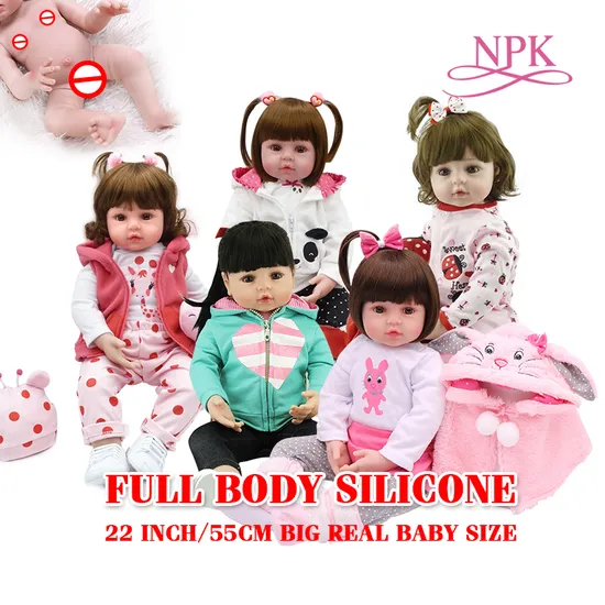 Big Real Baby Size 55cm Full Body Soft Silicone Reborn Toddler Girl Princess Doll Bath Doll Toy Bonecas Girl Menina De Silicone 