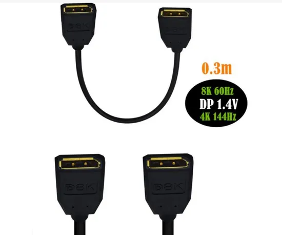 Fast Shipping Customized Displayport Adapter Cable 8K60Hz Dp Female to Dp Female Extensioncable Dp 1.4 8K 60Hz 